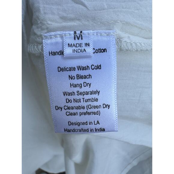 St Roche Lake Gauze Midi dress Ivory and Pink Embroidered w/Pockets Sz M NWT - Picture 15 of 16